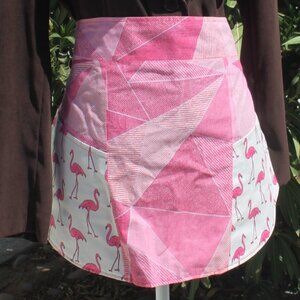 Pink Flamingo Pink & Black Half Apron Handmade Adult Reversible Large Pockets Co
